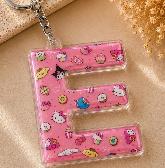 Llavero letra E con personajes Hello Kitty